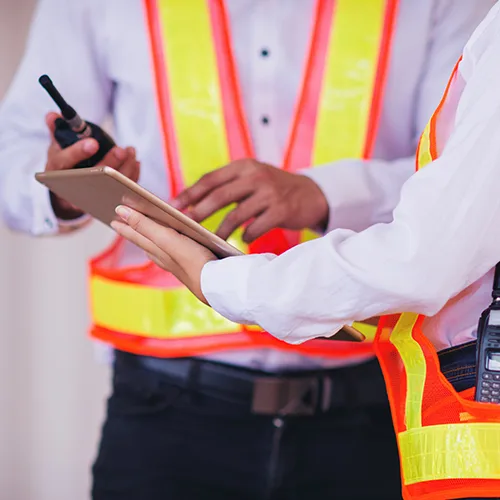 Worker completing incident paperwork